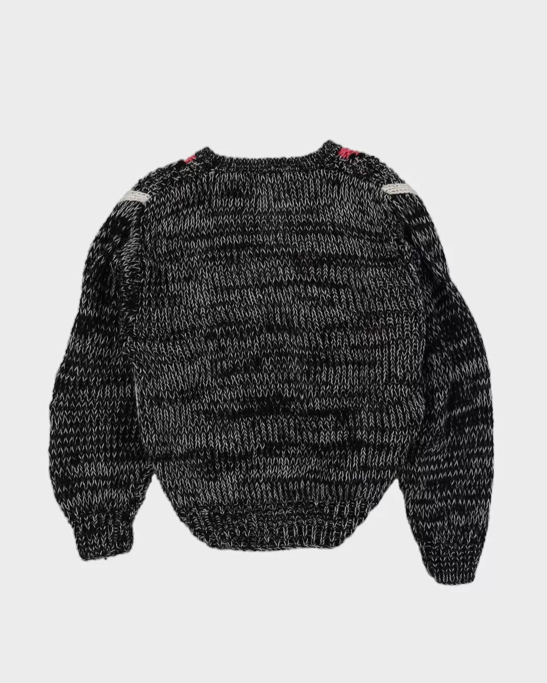 00s Black And White Knitted Jumper - M