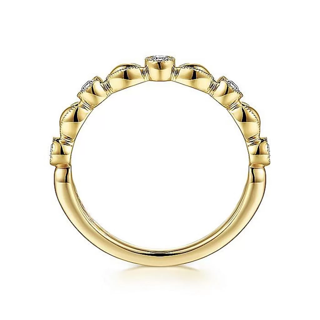 0.14ctw Orzo Shape Diamond Band - Yellow Gold