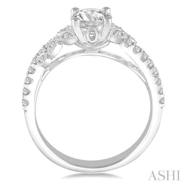 1 Ctw Diamond Engagement Ring with 3/4 Ct Round Cut Center Stone in 14K White Gold