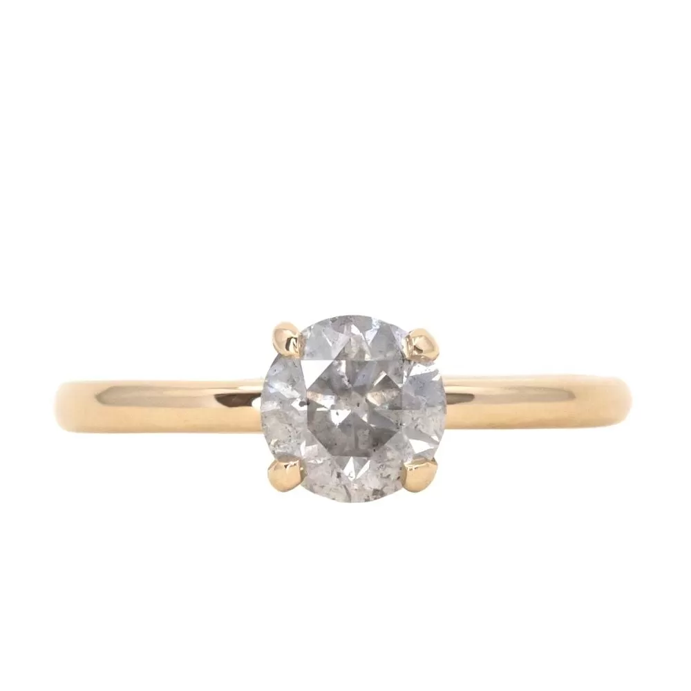 1.06ct Round Opalescent Grey Diamond Classic 4 Prong Solitaire in 14k Yellow Gold