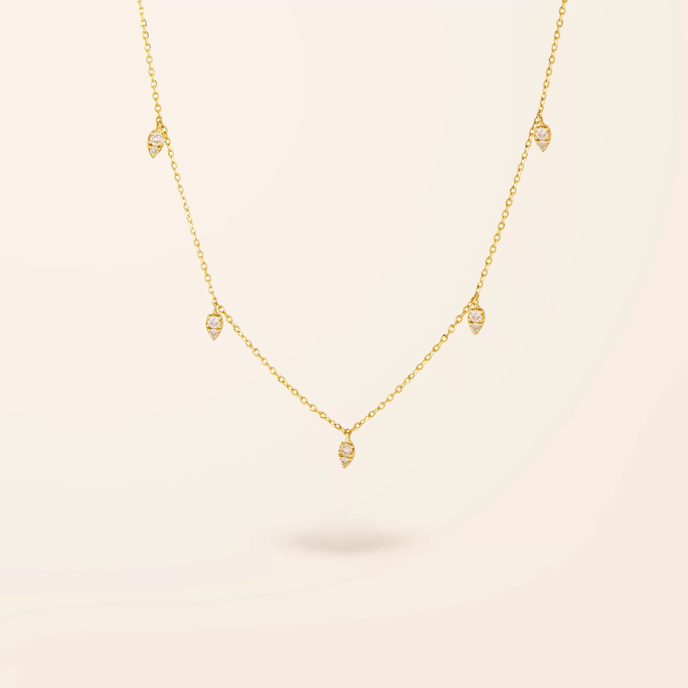 14K Gold Diamond Pear Drop Necklace