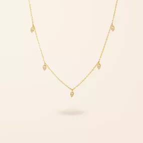 14K Gold Diamond Pear Drop Necklace