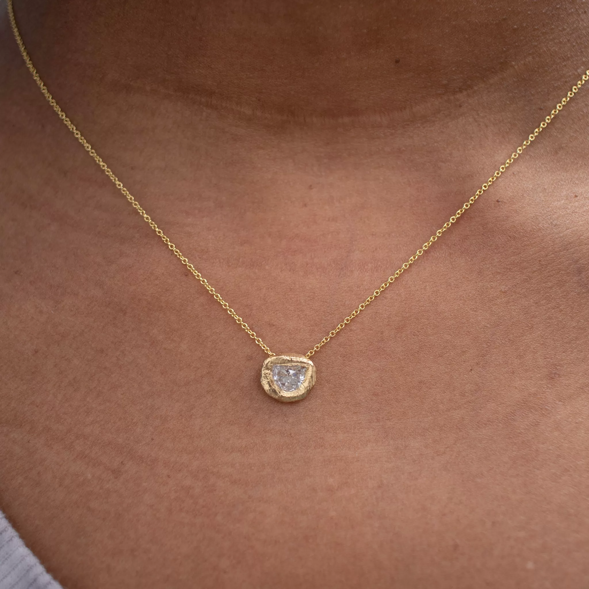 18K Diamond Half Moon Slider Necklace