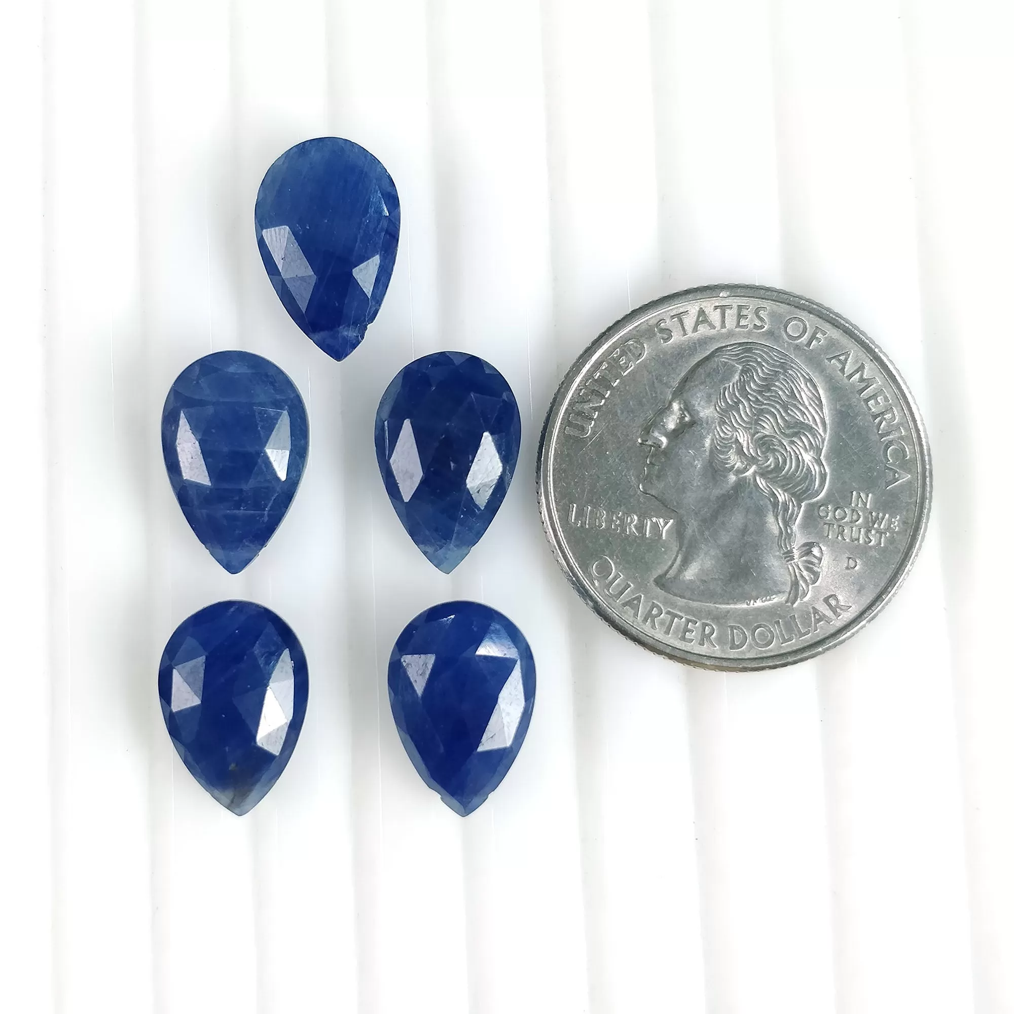 26.25cts Natural Untreated BLUE SAPPHIRE Gemstone Side To Side Drilled Checker Cut Pear Shape Briolette 13*9mm