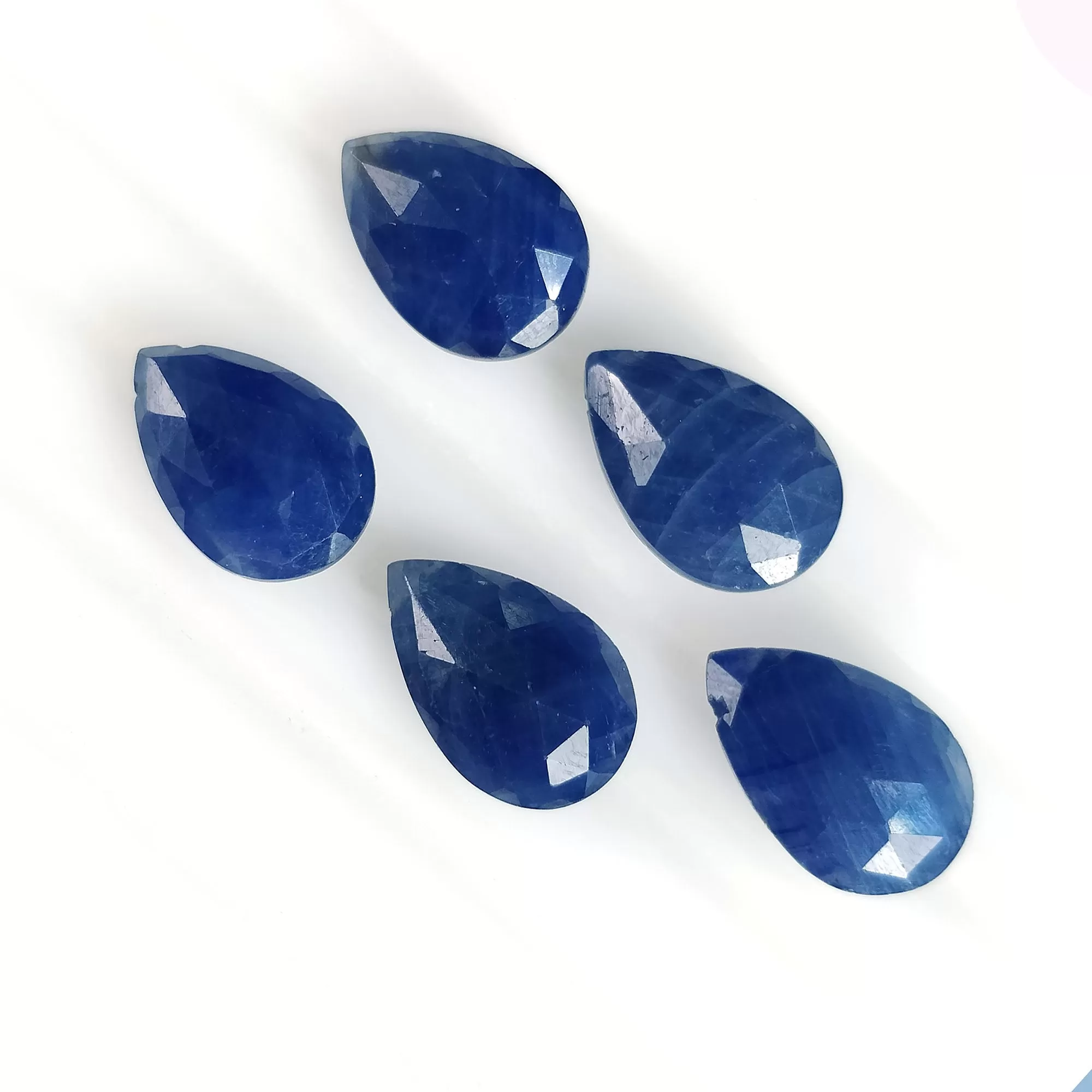 26.25cts Natural Untreated BLUE SAPPHIRE Gemstone Side To Side Drilled Checker Cut Pear Shape Briolette 13*9mm