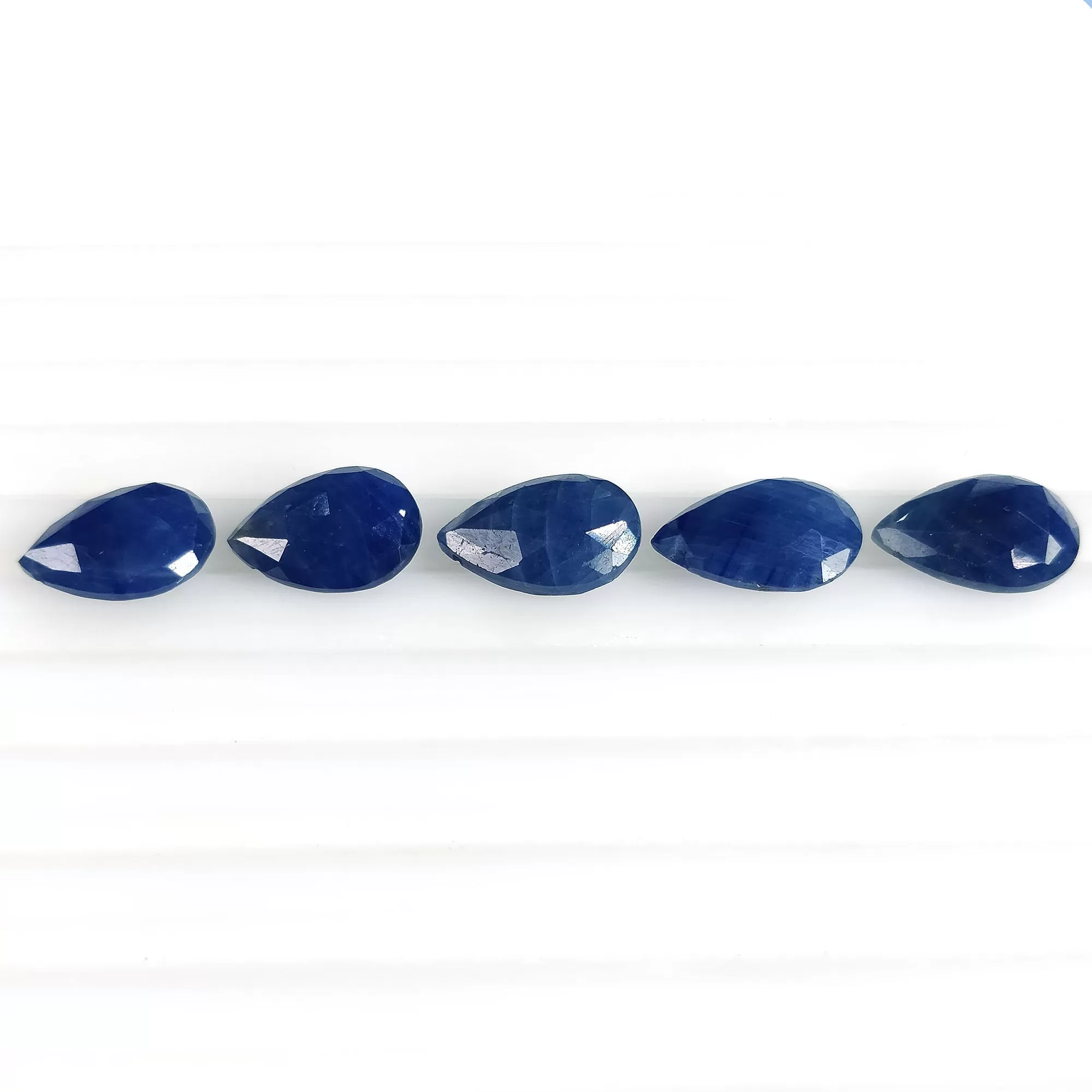 26.25cts Natural Untreated BLUE SAPPHIRE Gemstone Side To Side Drilled Checker Cut Pear Shape Briolette 13*9mm