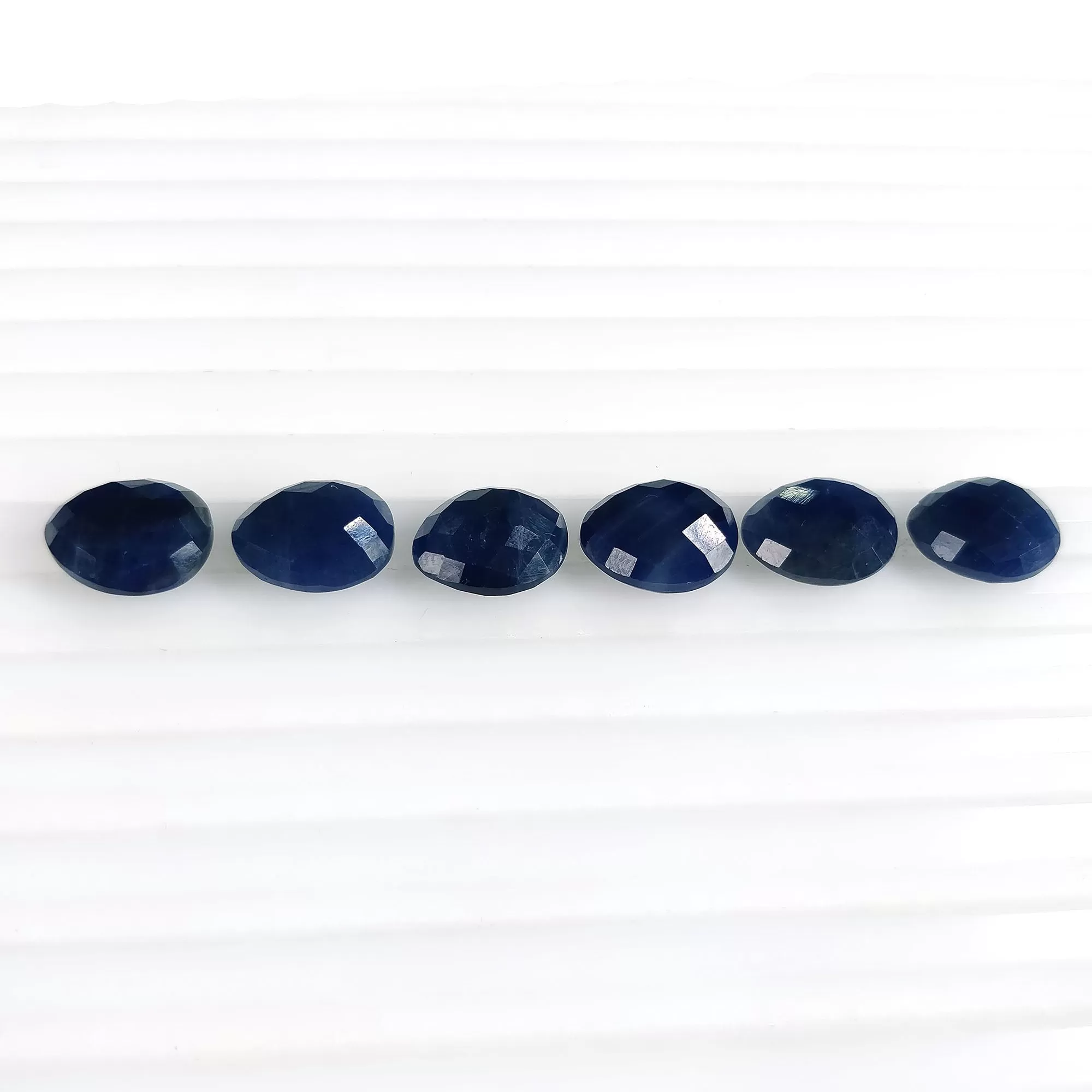 28.35cts Natural Untreated BLUE SAPPHIRE Gemstone Checker Cut Egg Shape Briolette 11*9mm September Birthstone