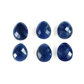 28.35cts Natural Untreated BLUE SAPPHIRE Gemstone Checker Cut Egg Shape Briolette 11*9mm September Birthstone