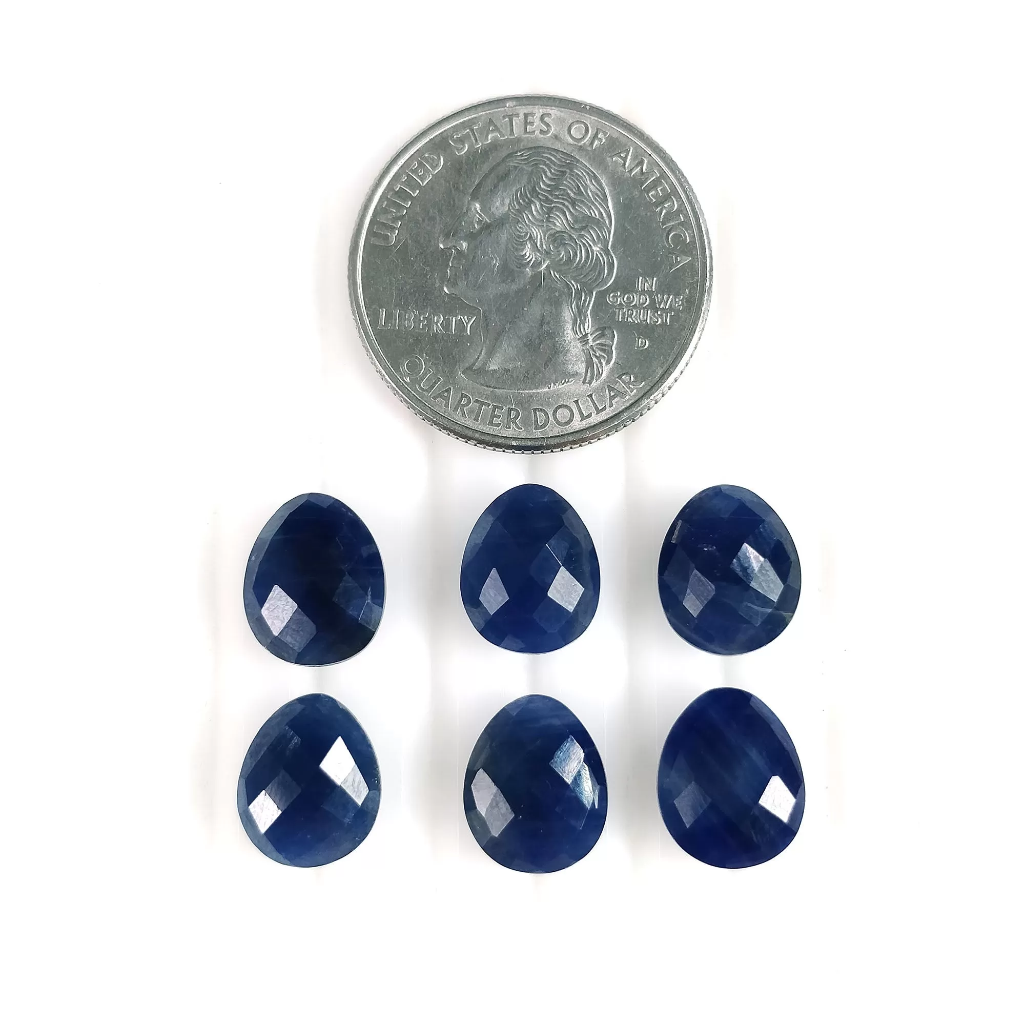 28.35cts Natural Untreated BLUE SAPPHIRE Gemstone Checker Cut Egg Shape Briolette 11*9mm September Birthstone