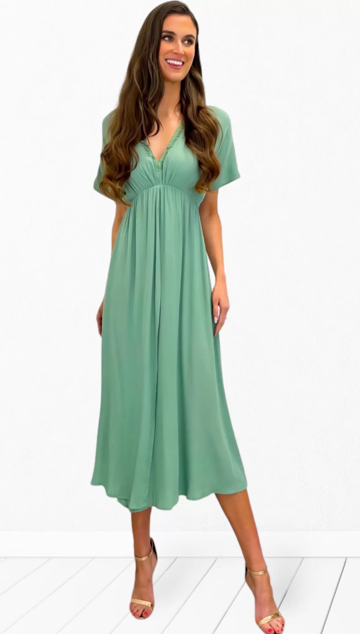 4-A0792 Juline Sage Viscose Dress