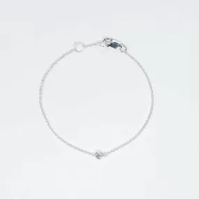 4mm Silver Crystal Solitaire Silver Bracelet