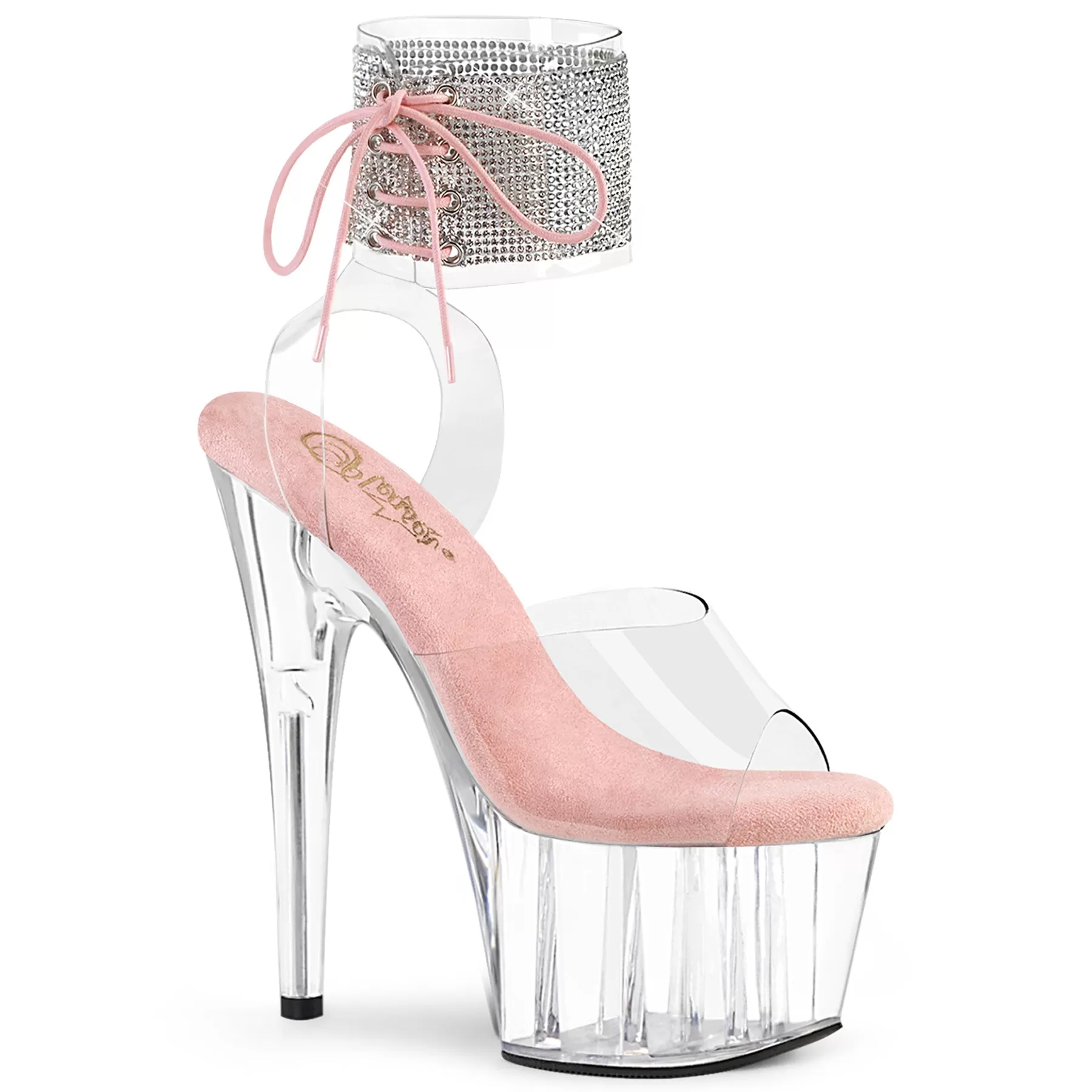 7 Inch Heel ADORE-791-2RS Clear Baby Pink Clear