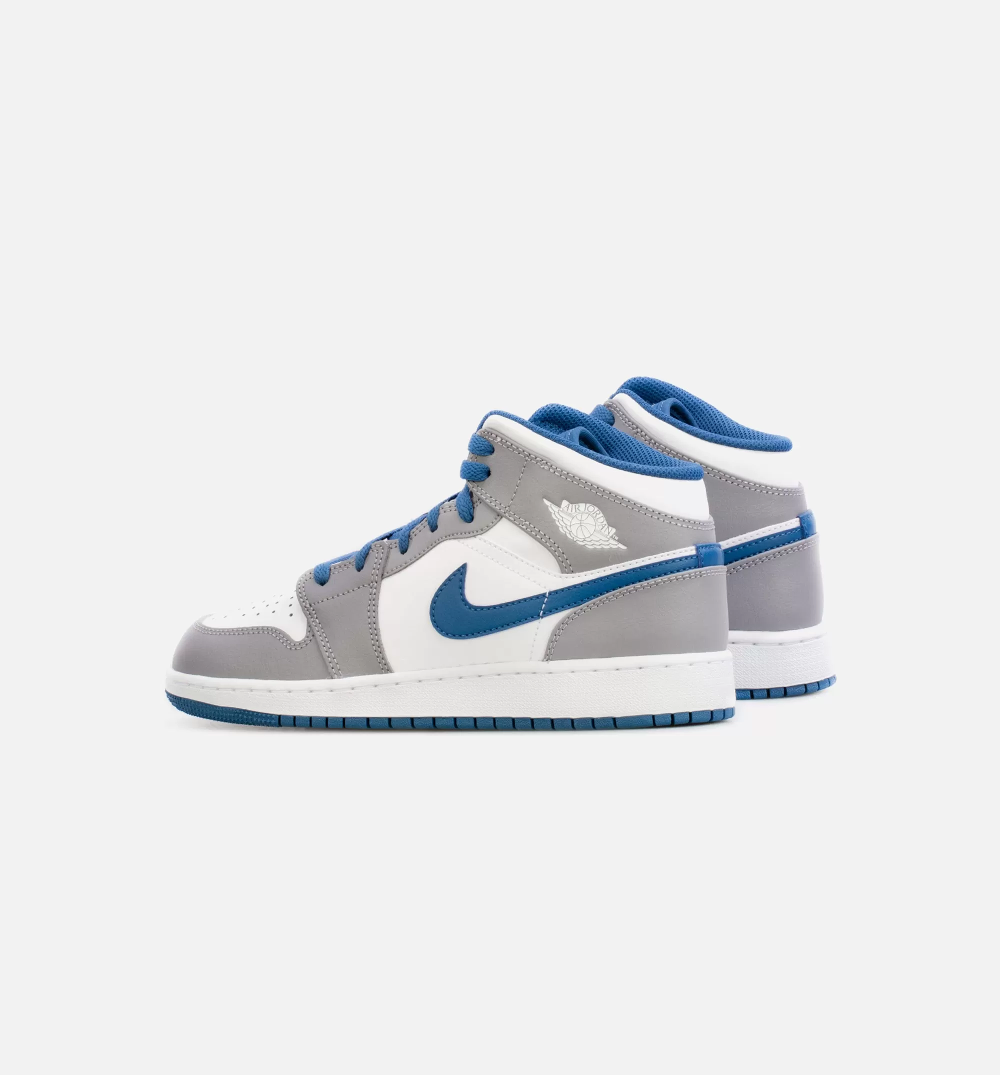 Air Jordan 1 Mid True Blue Grade School Lifestyle Shoe - Grey/Blue