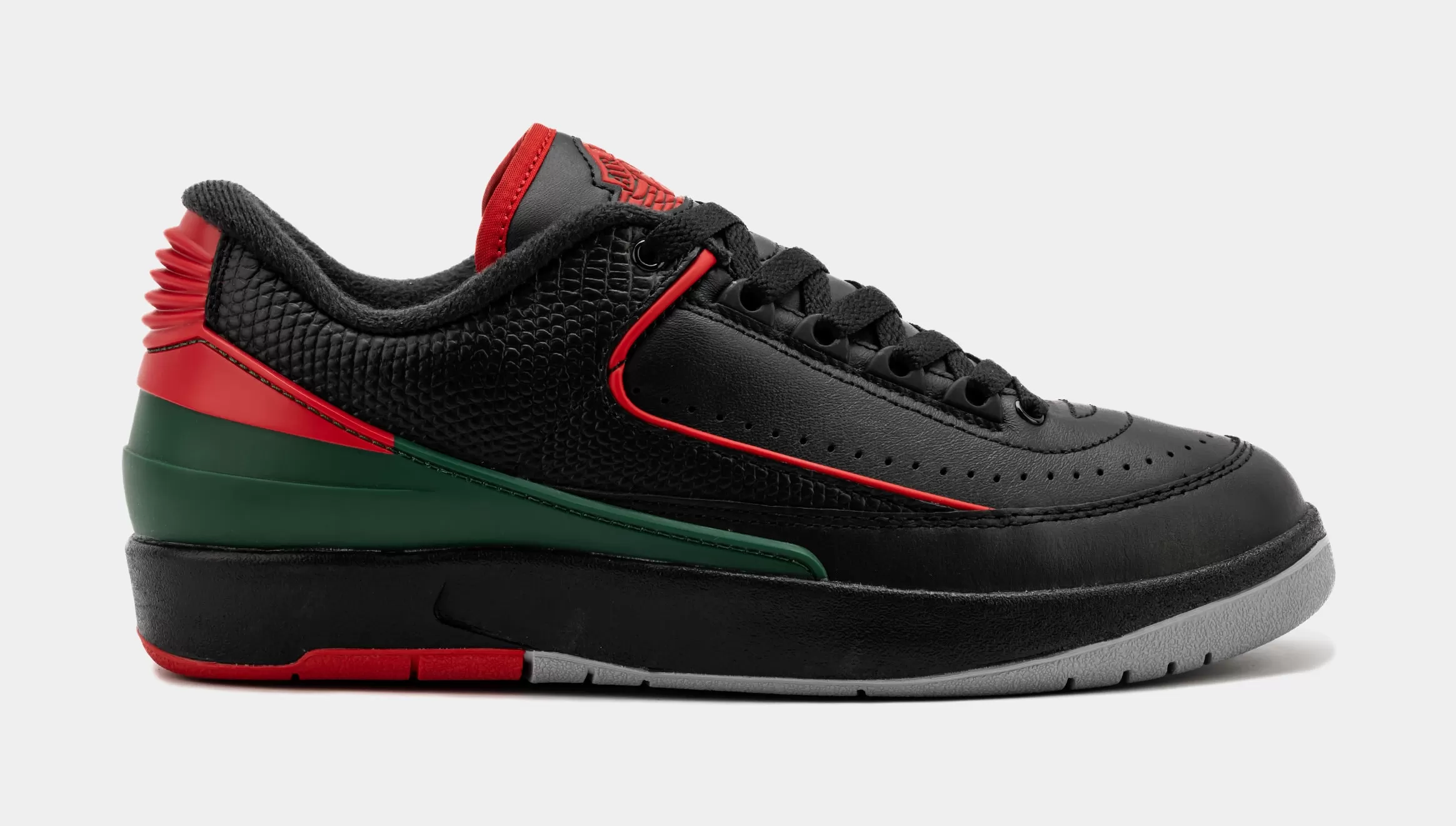 Air Jordan 2 Retro Low Christmas Grade School Lifestyle Shoes (Black/Fire Red/Cement Grey) Free Shipping