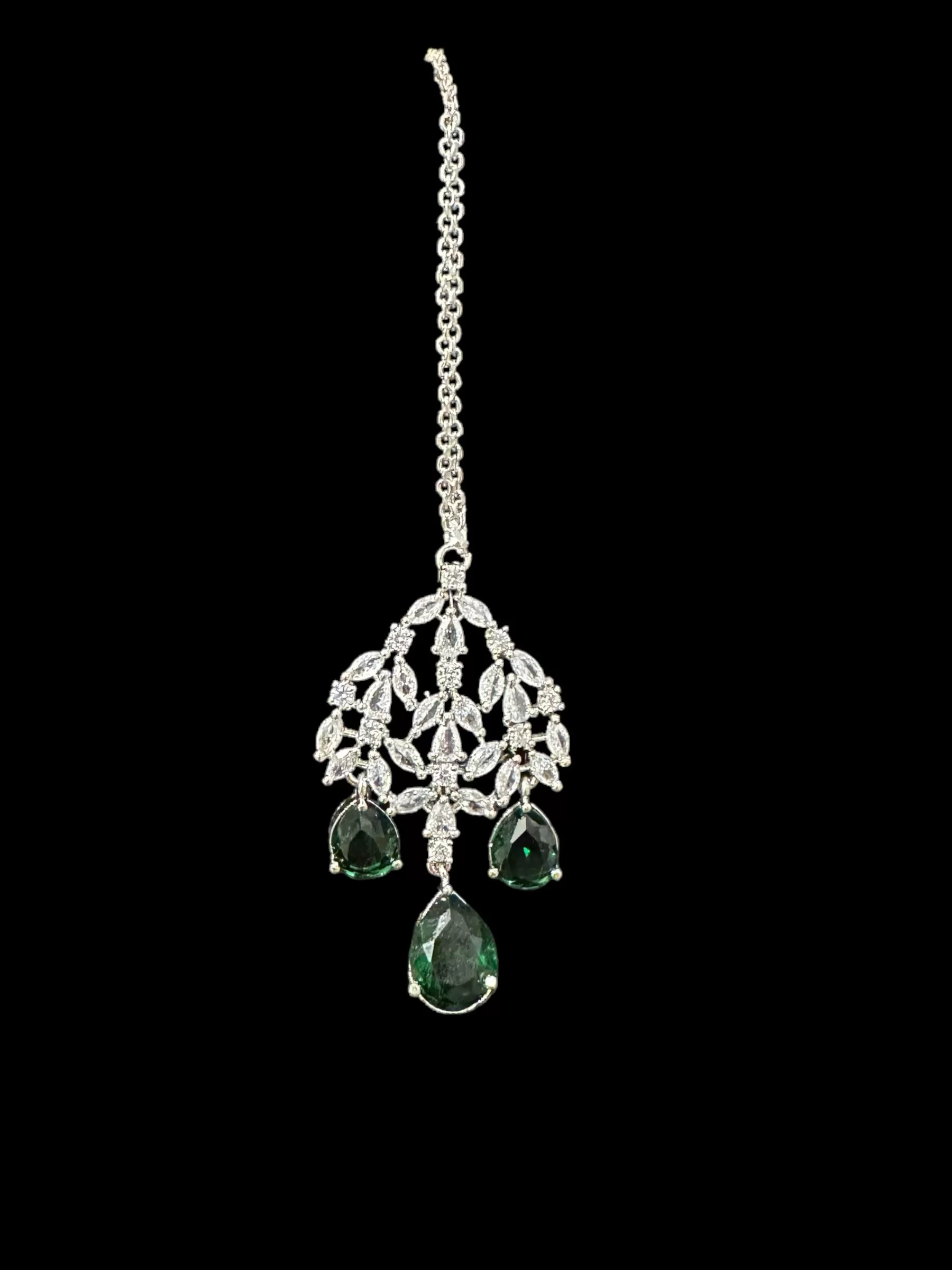 Alin bridal set in silver plating - green ( SHIPS IN 2 WEEKS )