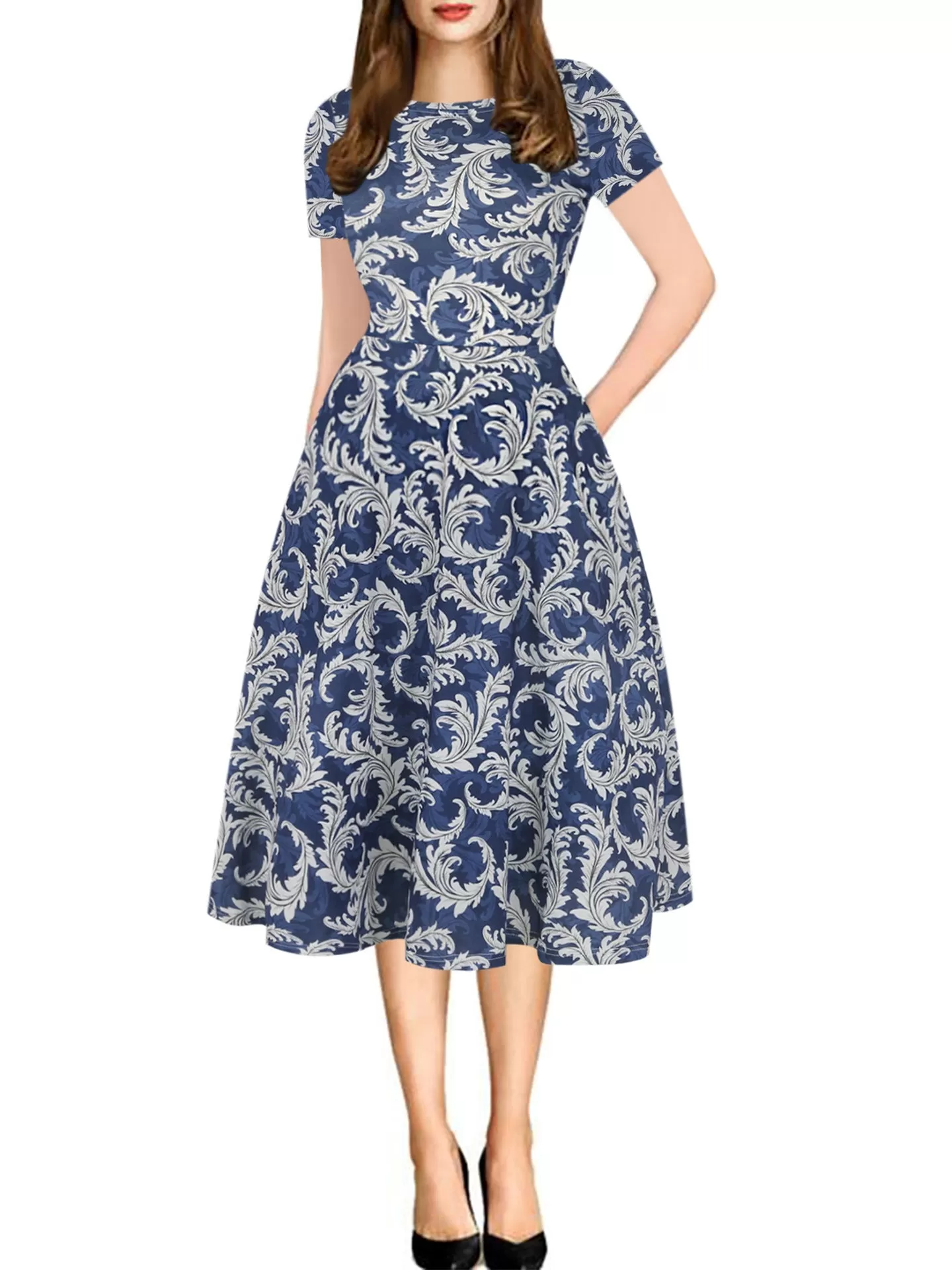 All-Over Print Pocket A-Line Dress