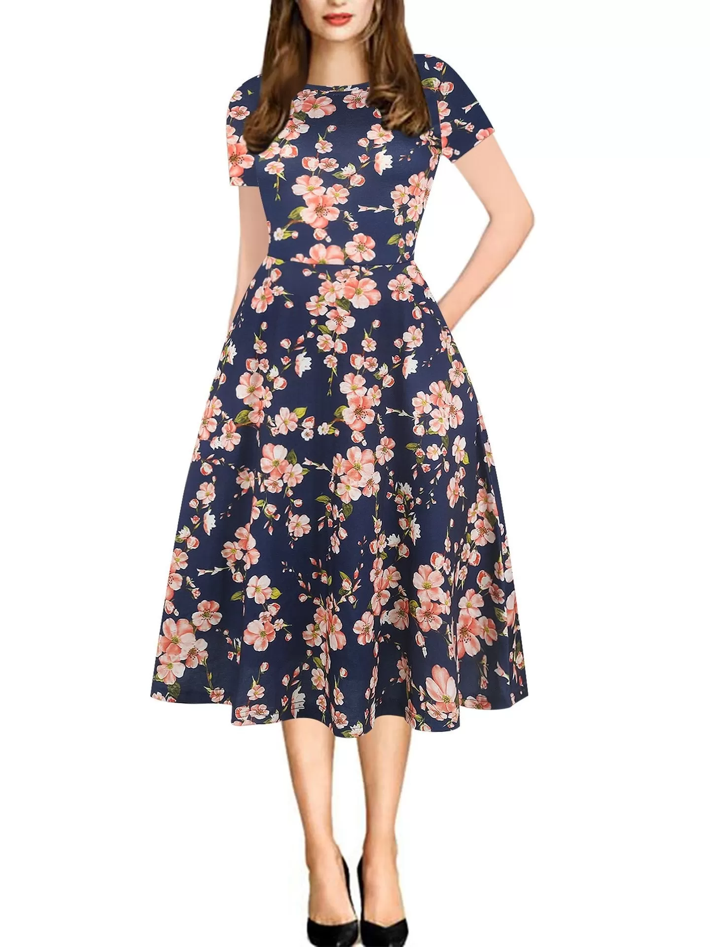 All-Over Print Pocket A-Line Dress