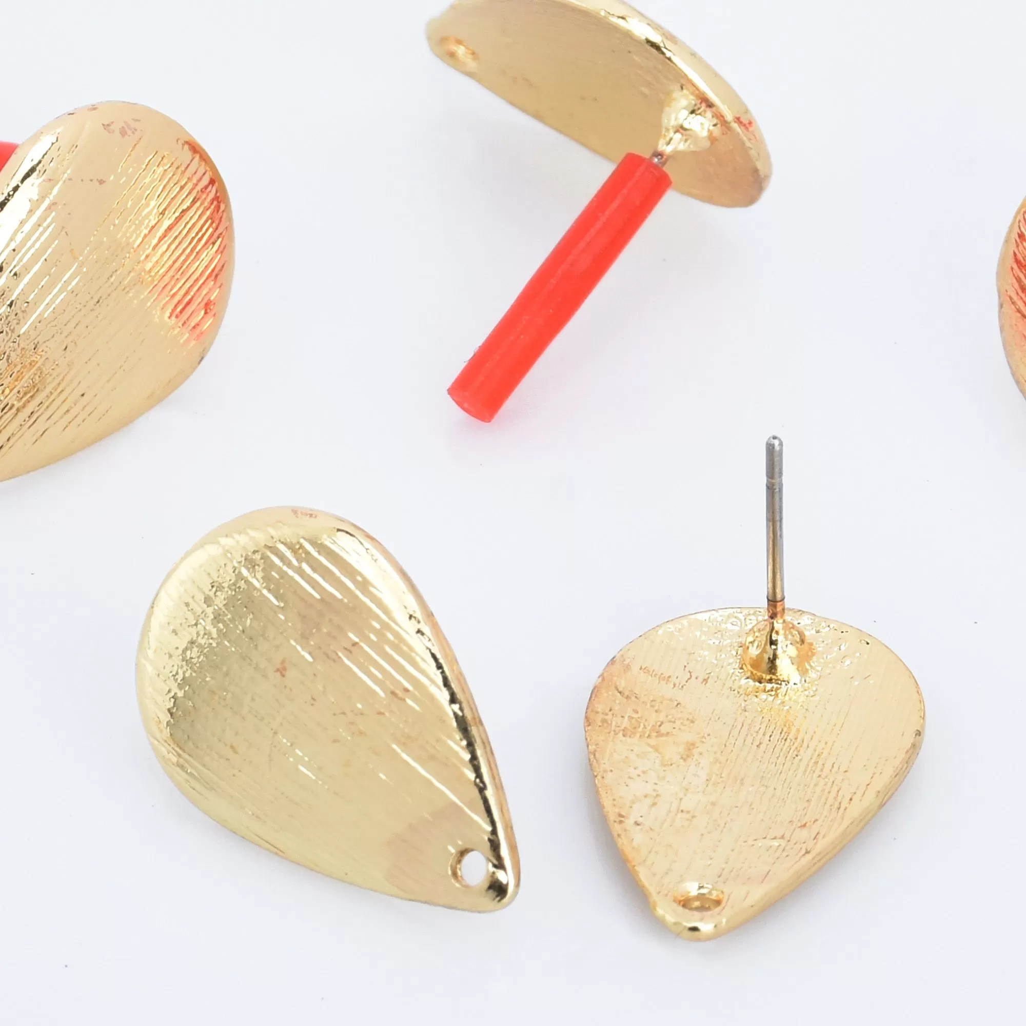 Alloy Curved Post Earrings Findings Simple Connector Stud Ear Accessories DIY Making Jewelry Golden Plated 6pcs 102823