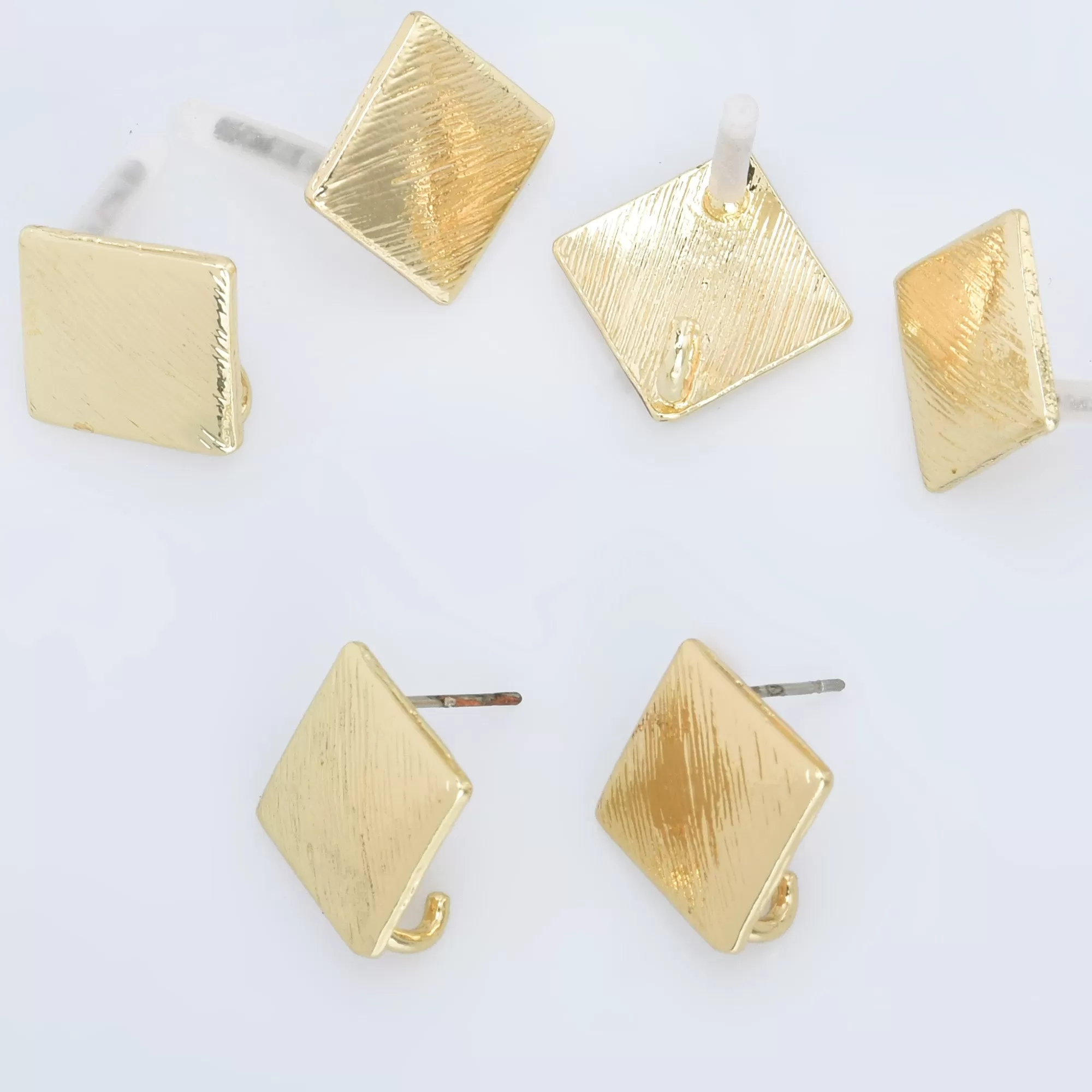 Alloy Curved Post Earrings Findings Simple Connector Stud Ear Accessories DIY Making Jewelry Golden Plated 6pcs 102823