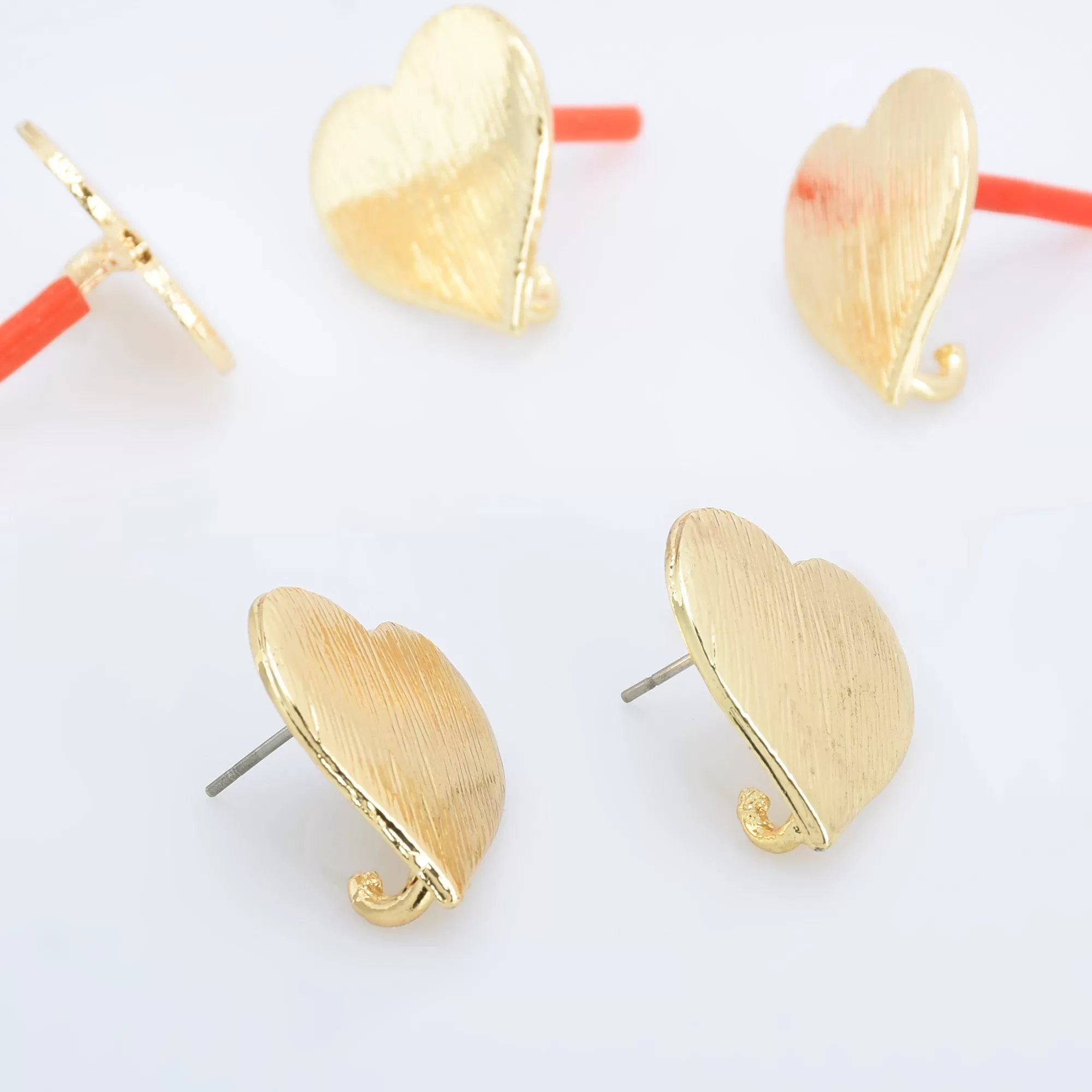 Alloy Curved Post Earrings Findings Simple Connector Stud Ear Accessories DIY Making Jewelry Golden Plated 6pcs 102823