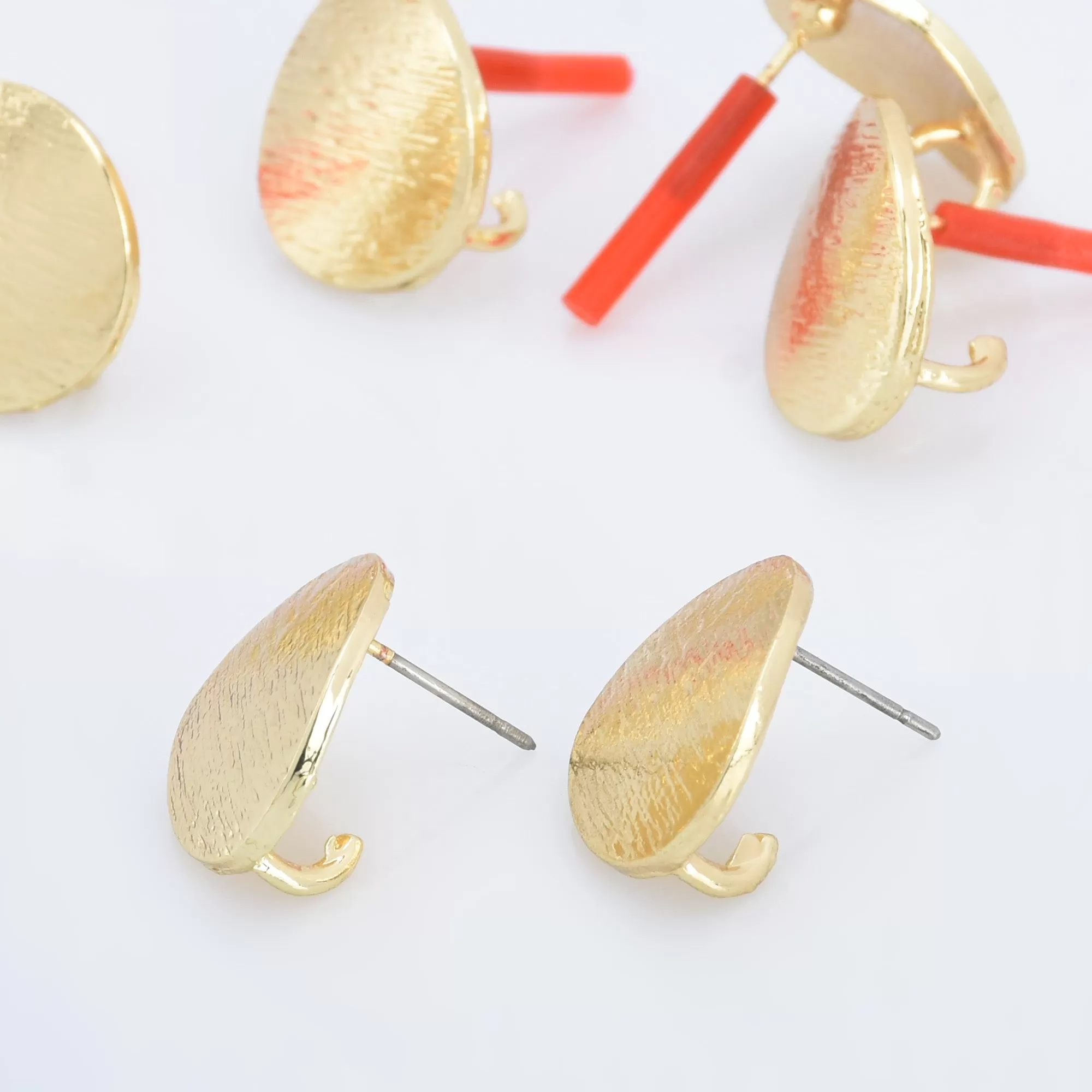 Alloy Curved Post Earrings Findings Simple Connector Stud Ear Accessories DIY Making Jewelry Golden Plated 6pcs 102823