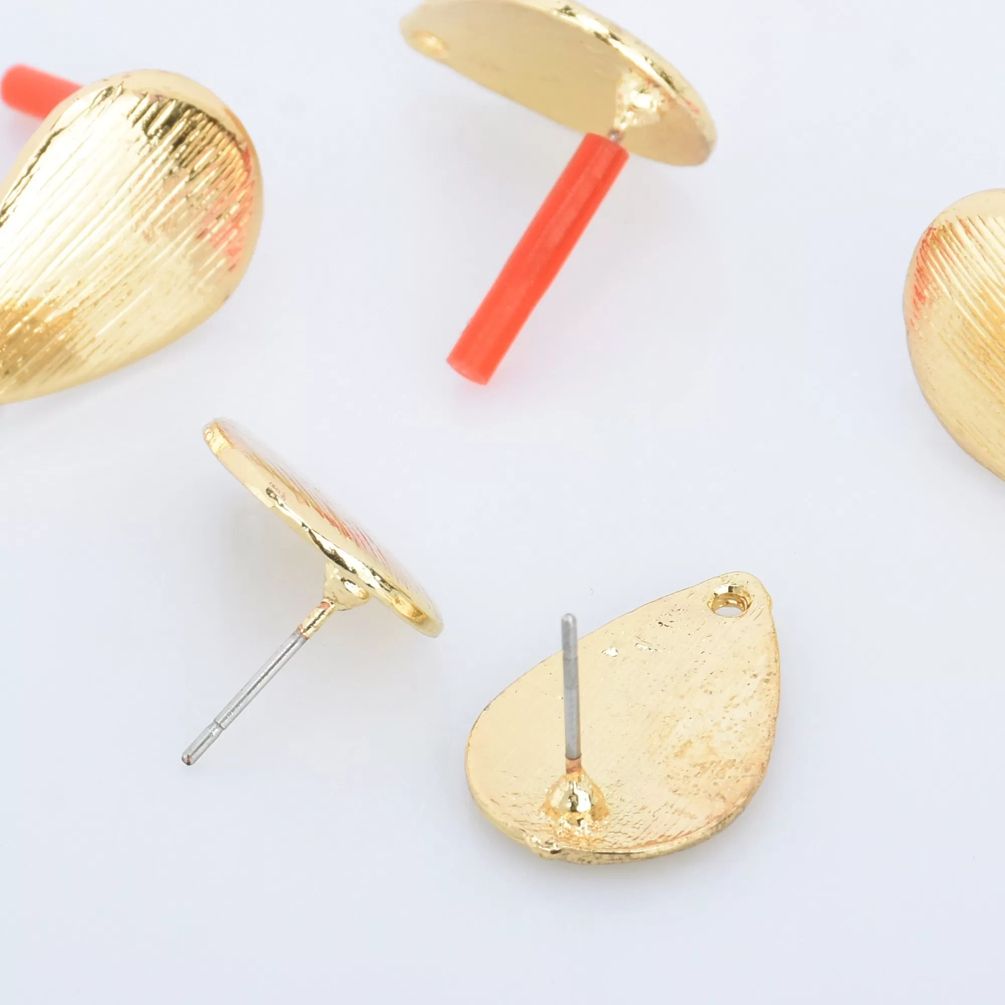 Alloy Curved Post Earrings Findings Simple Connector Stud Ear Accessories DIY Making Jewelry Golden Plated 6pcs 102823