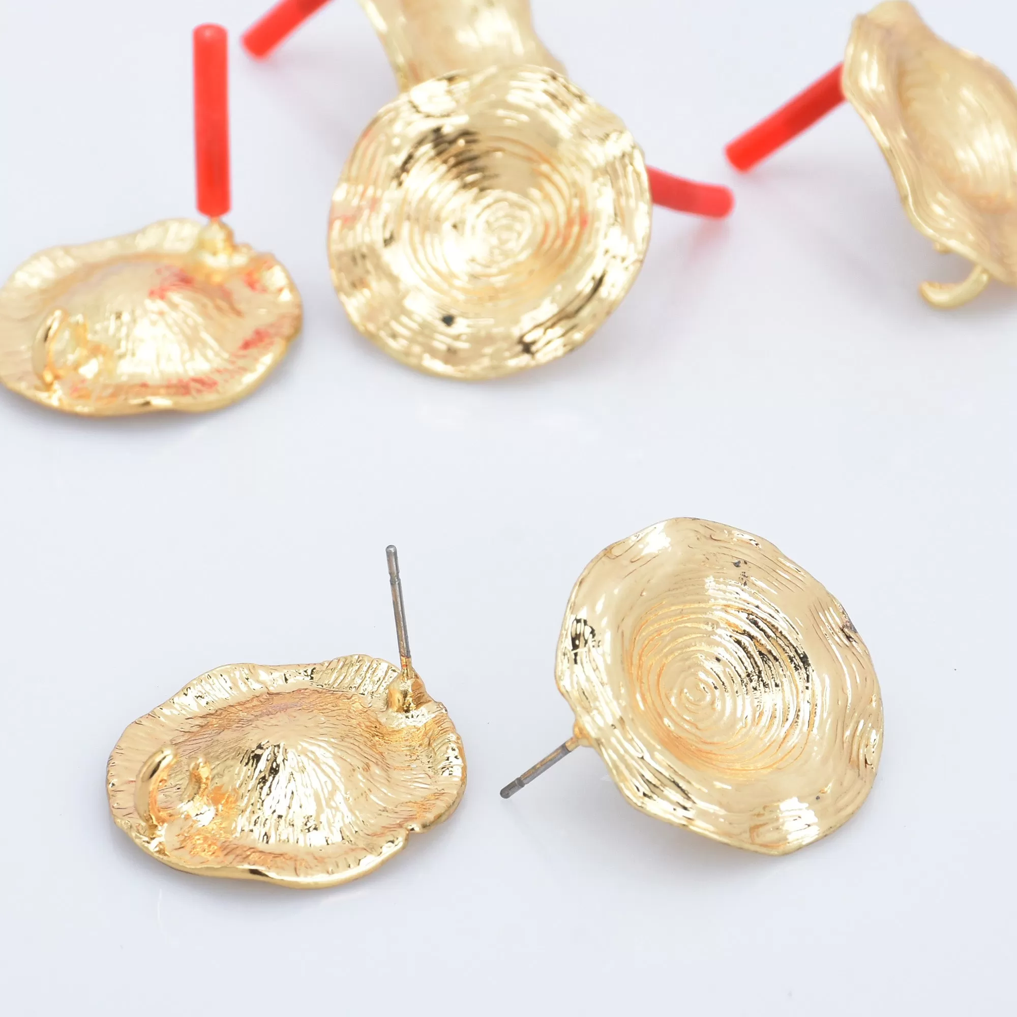 Alloy Curved Post Earrings Findings Simple Connector Stud Ear Accessories DIY Making Jewelry Golden Plated 6pcs 102823