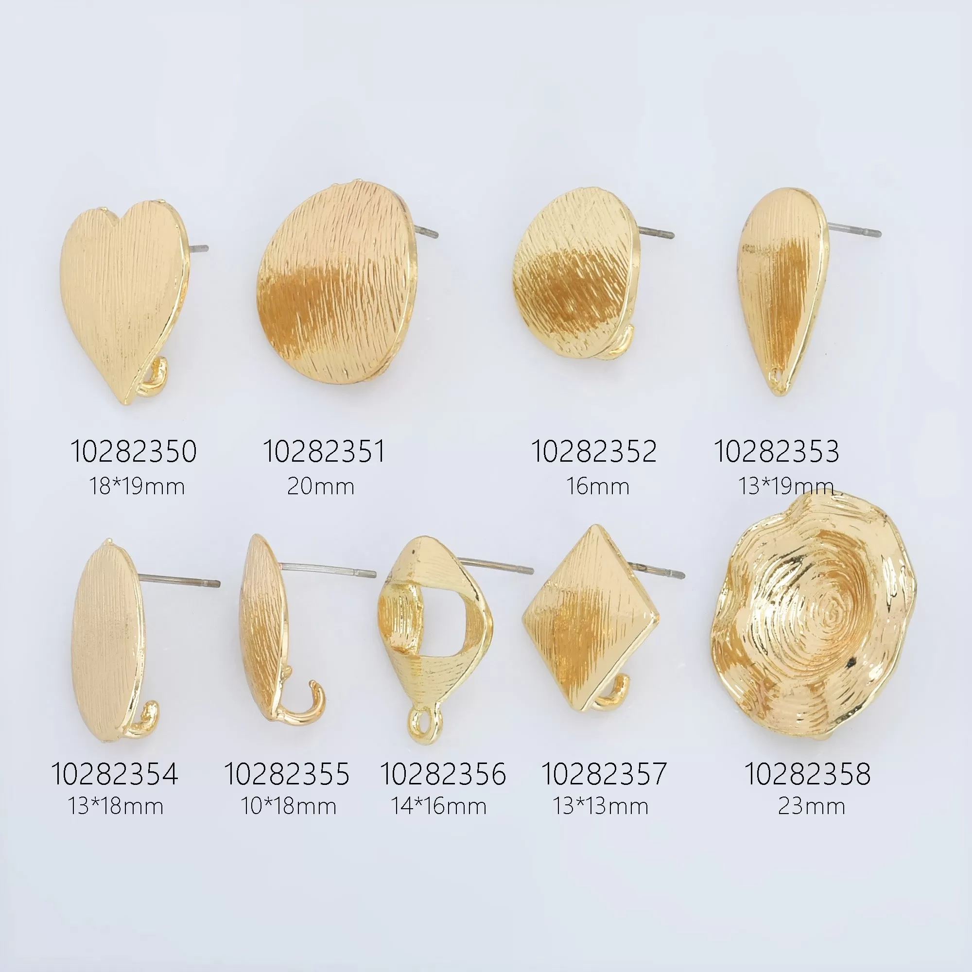 Alloy Curved Post Earrings Findings Simple Connector Stud Ear Accessories DIY Making Jewelry Golden Plated 6pcs 102823