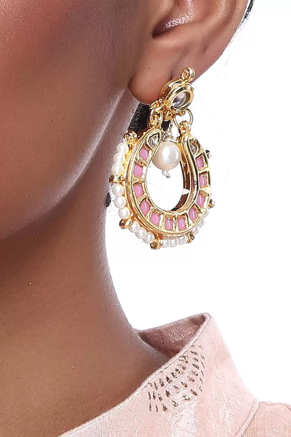 Alloy Large Dangle Earrings in Light Pink