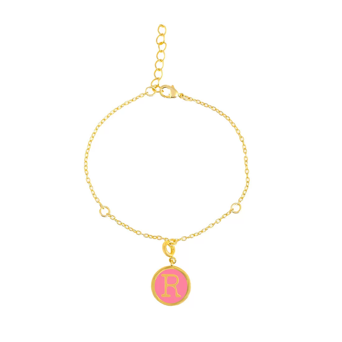 Alphabet R Pink Enamel Charm - Voylla