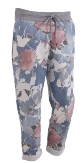 Anne   Kate Italian English Rose Light Denim Print Pant 10-12