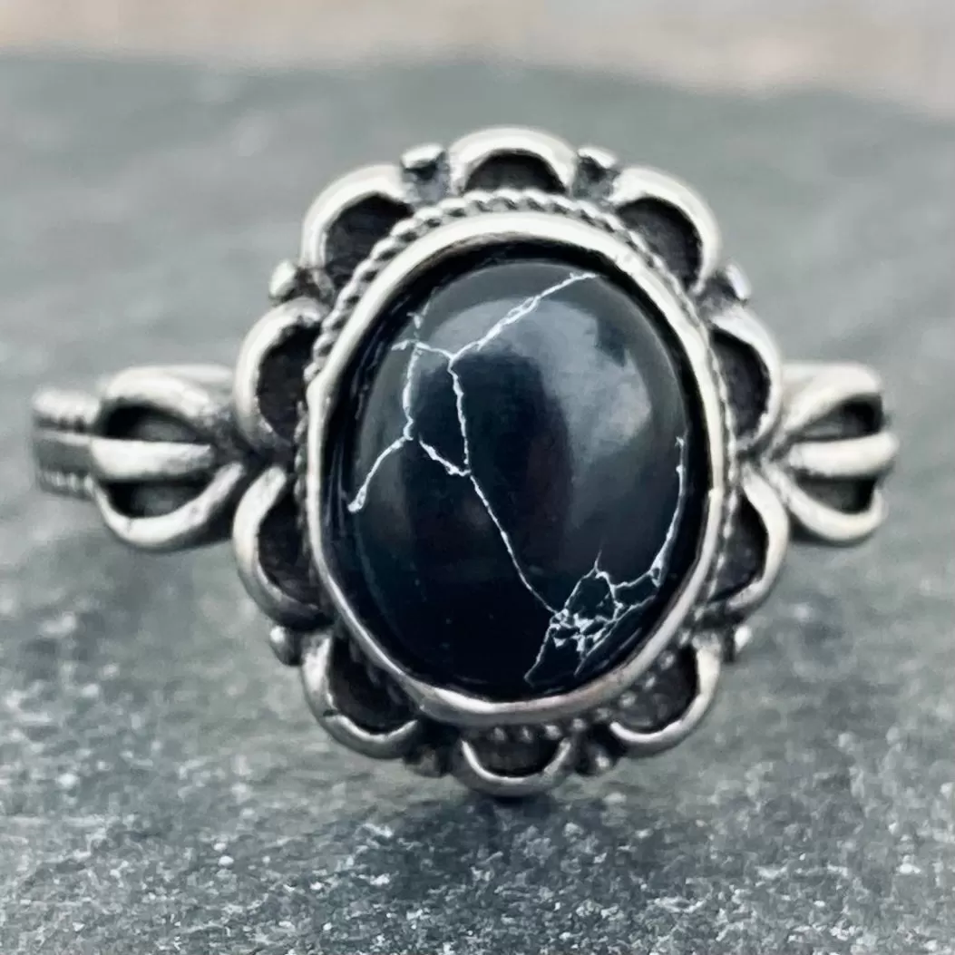 Antique Black Stone Ring - R234