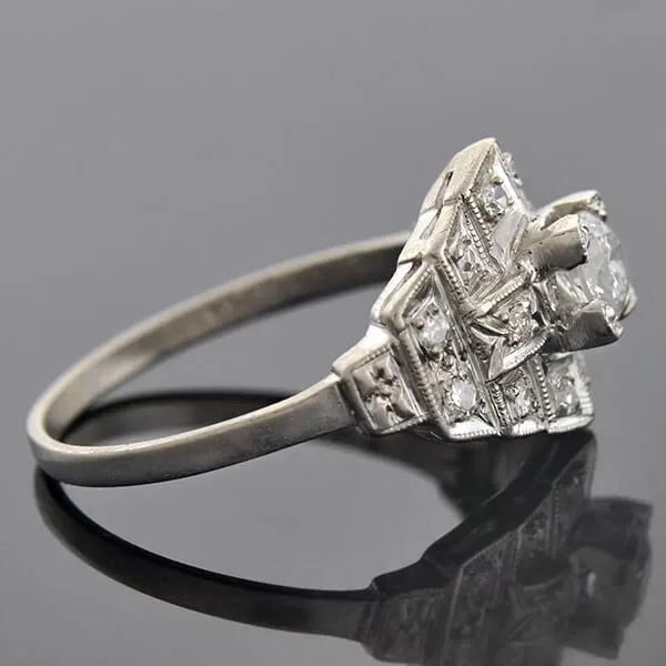 Art Deco Platinum "Multi-Step" Diamond Ring 0.30ct