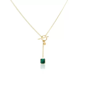 Athena / Necklace / Green Malachite   Gold