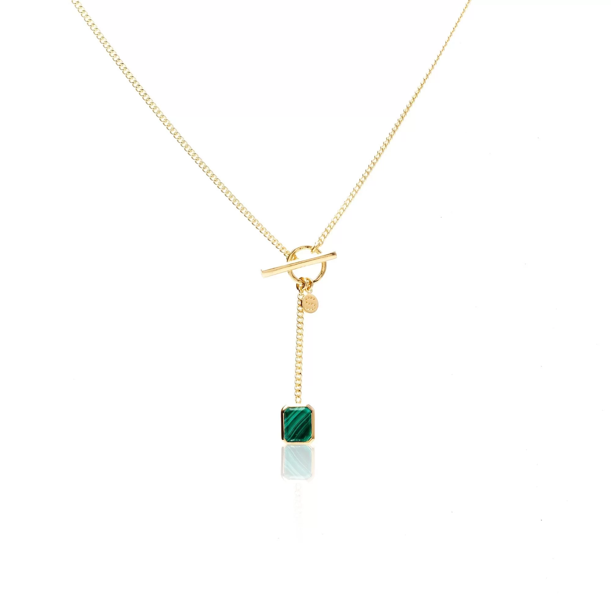 Athena / Necklace / Green Malachite   Gold