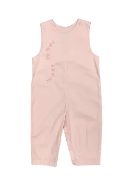 Auraluz Pink Overall with Pink Flower Embroidery