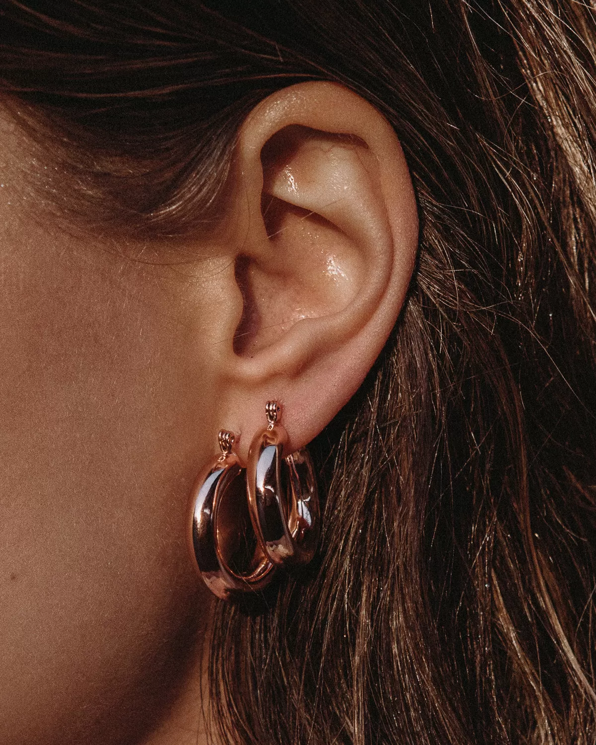 Baby Amalfi Tube Hoops- Rose Gold