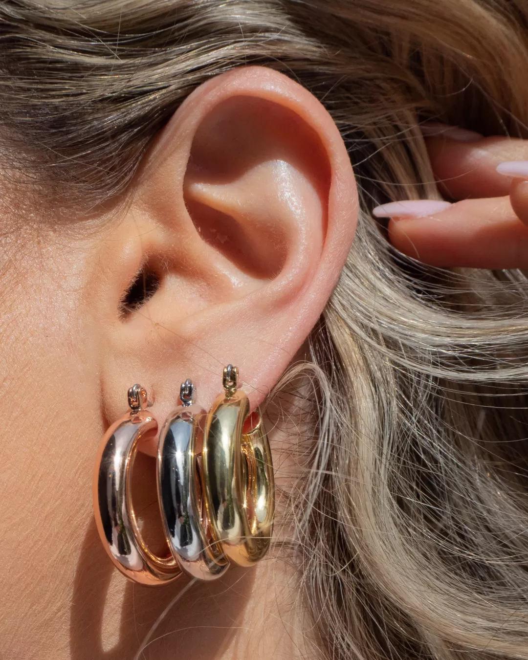 Baby Amalfi Tube Hoops- Rose Gold