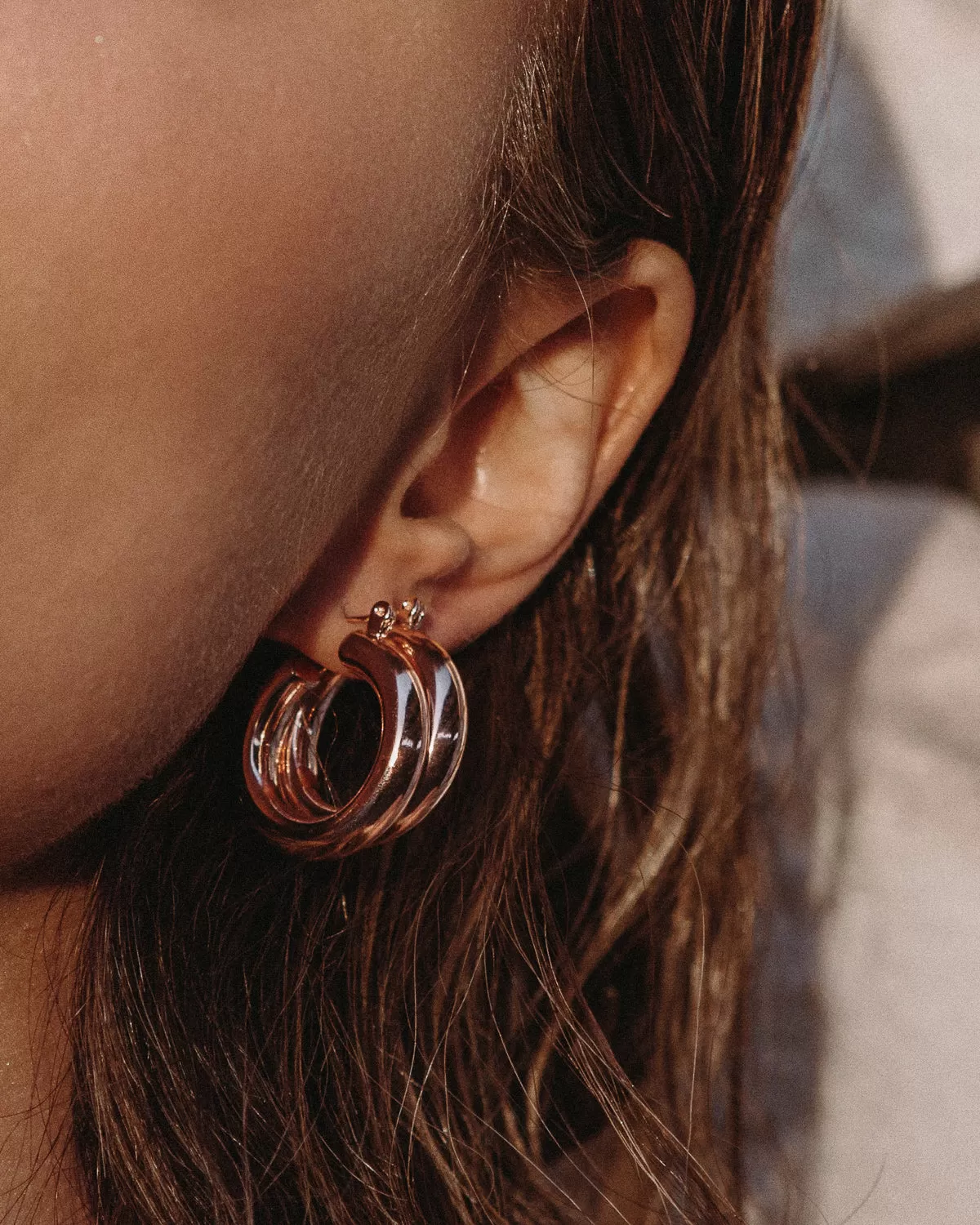 Baby Amalfi Tube Hoops- Rose Gold