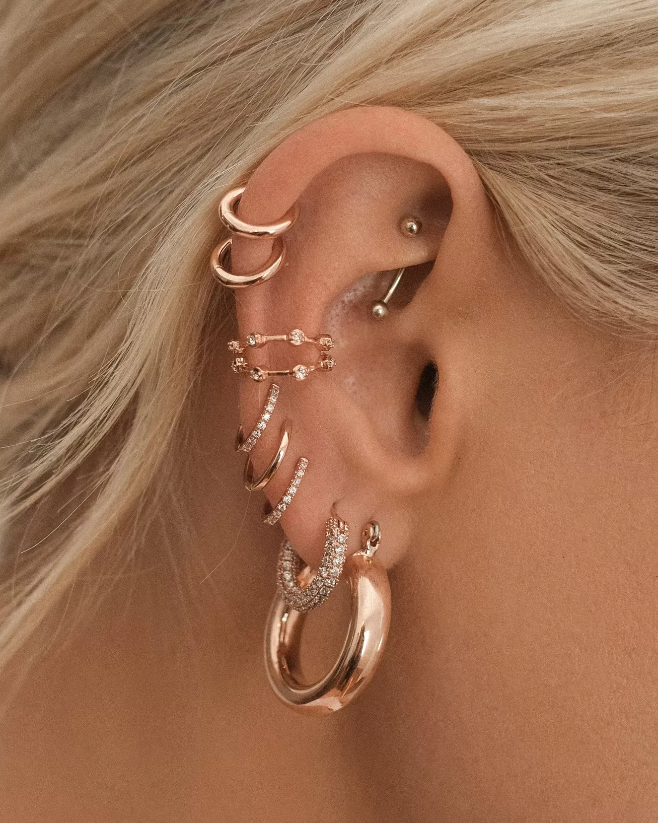 Baby Amalfi Tube Hoops- Rose Gold