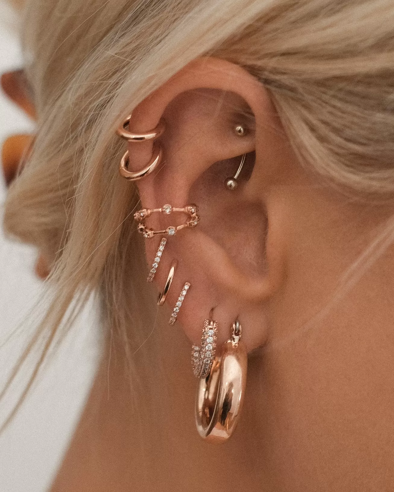 Baby Amalfi Tube Hoops- Rose Gold