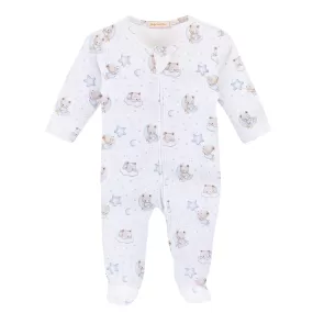 Baby Club Chic - Sleep Tight Bear Blue Zip Footie