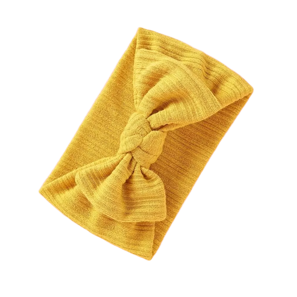 Baby Light Knit Single Soft Bow Knot Headband — Mustard