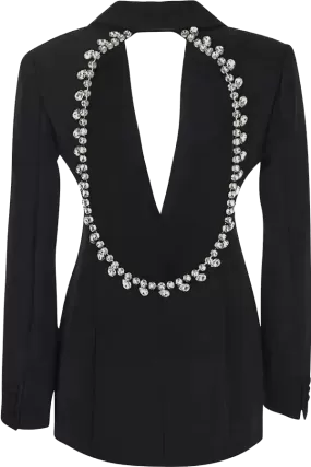 Back Cutout Diamond Crystal Black Blazer