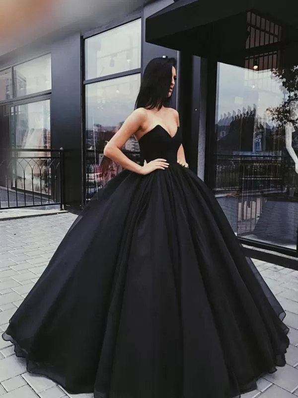 Ball Gown Black Prom Dress Cheap Long Princess Prom Dress #ER022