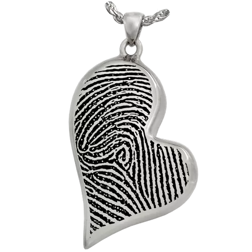 B&B Fingerprint Teardrop Heart Pendant