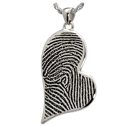 B&B Fingerprint Teardrop Heart Pendant