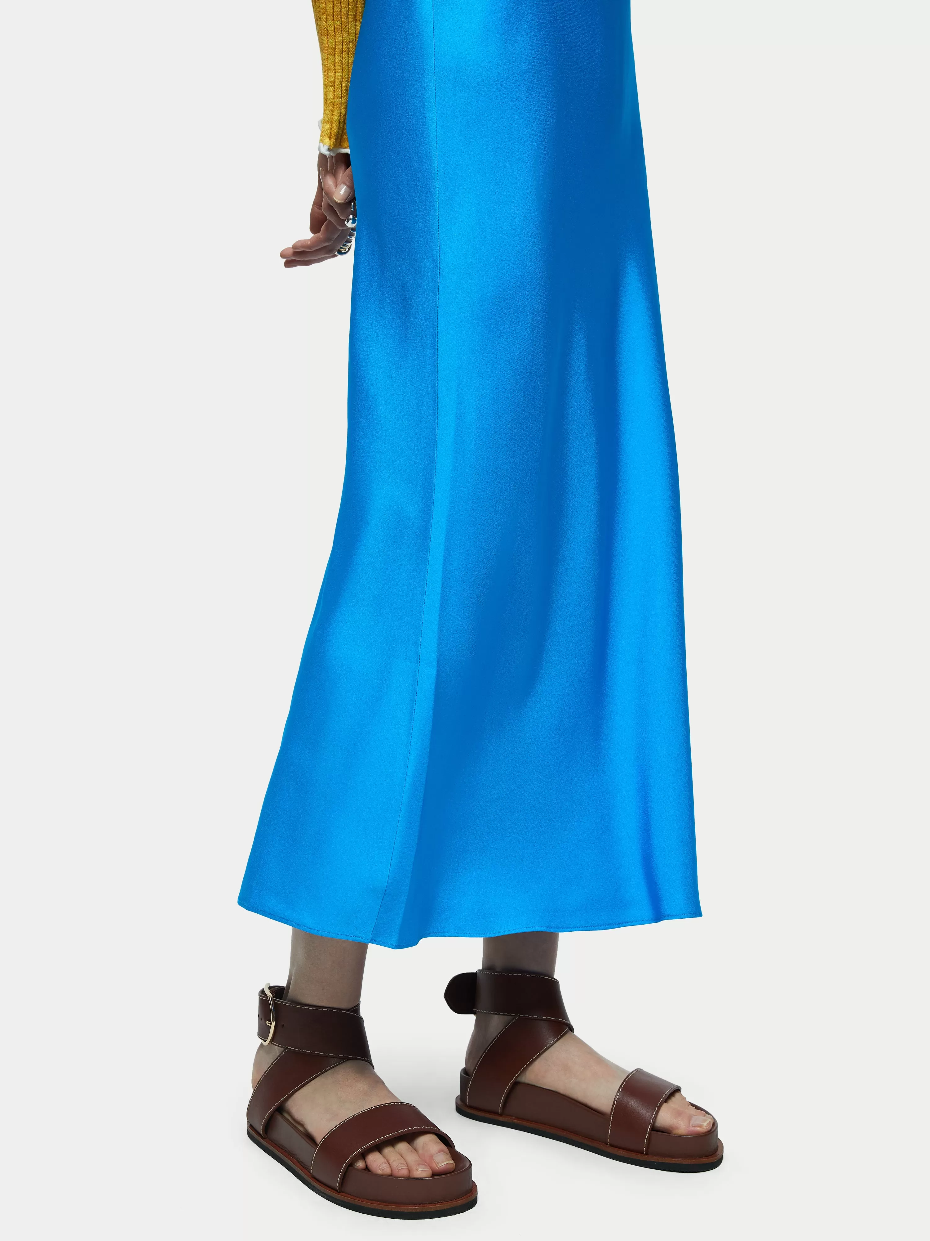 Bias Cut Maxi Skirt | Blue