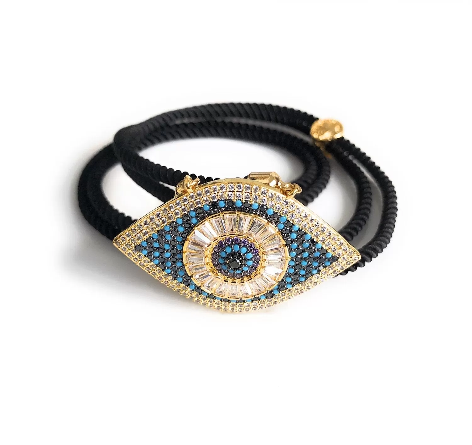 Black Cord Evil Eye Adjustable Necklace