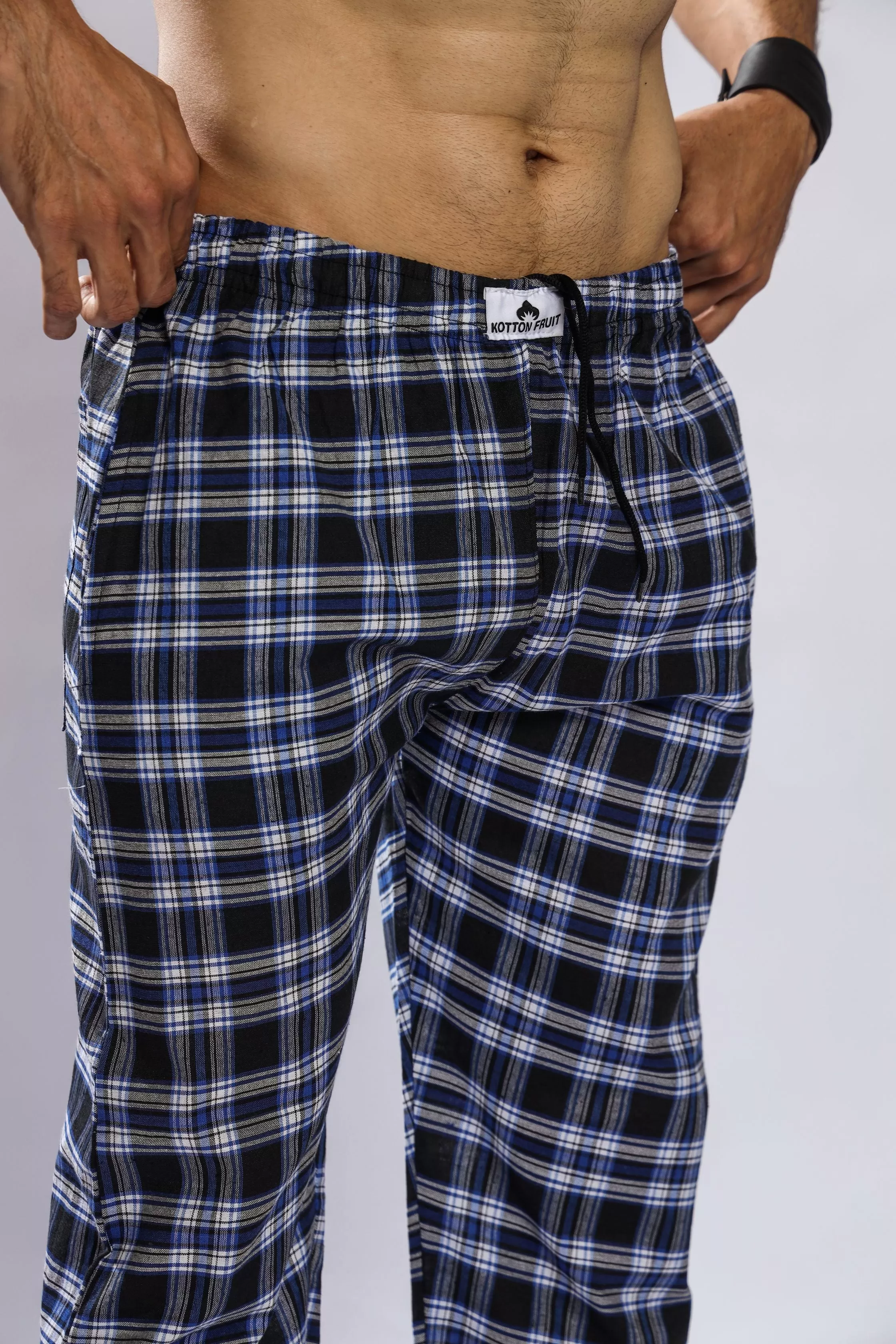 Blue & Black Check Pajama - Unisex